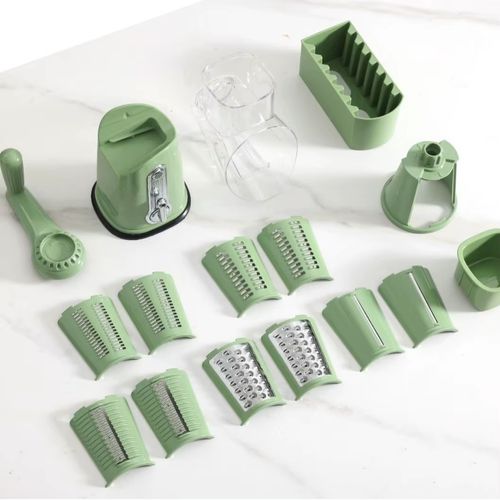 Multifunction Manual 3-Piece Stainless Steel Hand Rotary Vegetable Chopper Mandoline Slicer Cheese Grater Shredder