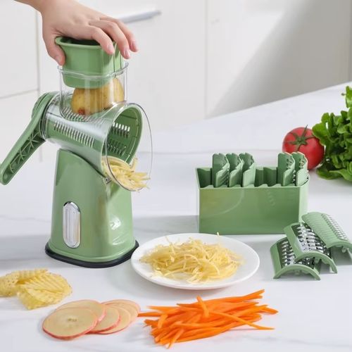 Multifunction Manual 3-Piece Stainless Steel Hand Rotary Vegetable Chopper Mandoline Slicer Cheese Grater Shredder