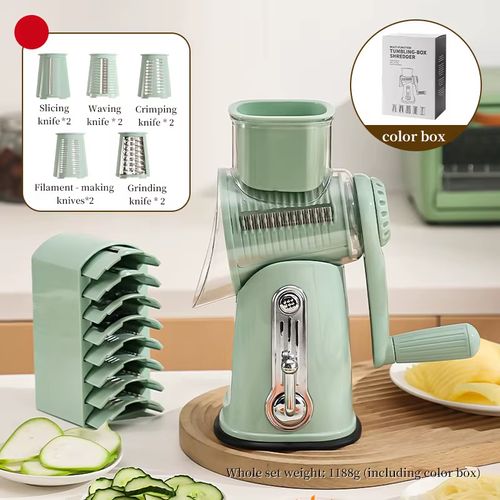 Multifunction Manual 3-Piece Stainless Steel Hand Rotary Vegetable Chopper Mandoline Slicer Cheese Grater Shredder