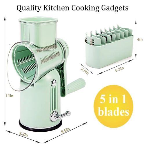 Multifunction Manual 3-Piece Stainless Steel Hand Rotary Vegetable Chopper Mandoline Slicer Cheese Grater Shredder
