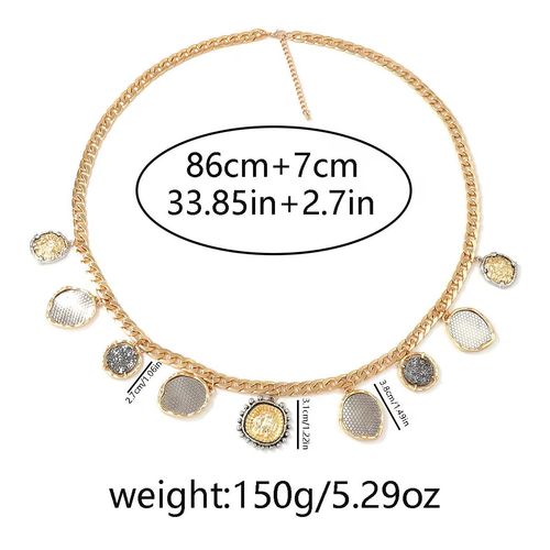 Bohemia ZAA Fashion Handmade Gold Plated Link Chain Pearl Zinc Alloy Coin Pendant Necklace for Women's Party Occasion  Easy Return