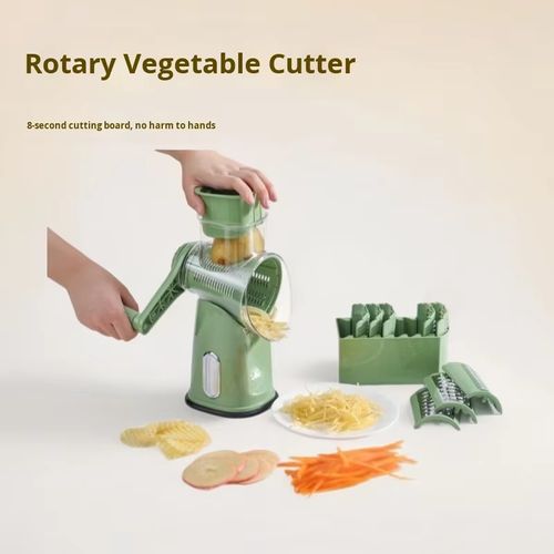 Multifunction Manual 3-Piece Stainless Steel Hand Rotary Vegetable Chopper Mandoline Slicer Cheese Grater Shredder