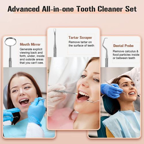 Rechargeable Electric Teeth Cleaning Tool with Replacement Heads & Manual Auxiliary Cleaning Tools, Oral Irrigator for Home Use, Tartar Remover for Teeth,Remover Teeth Cleaning Kit
