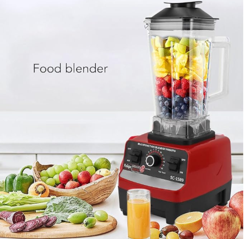Blender 1600W 2L Large Capacity Commercial Home with Blender Grinder Heavy Duty Machine Portable Smoothie Blender