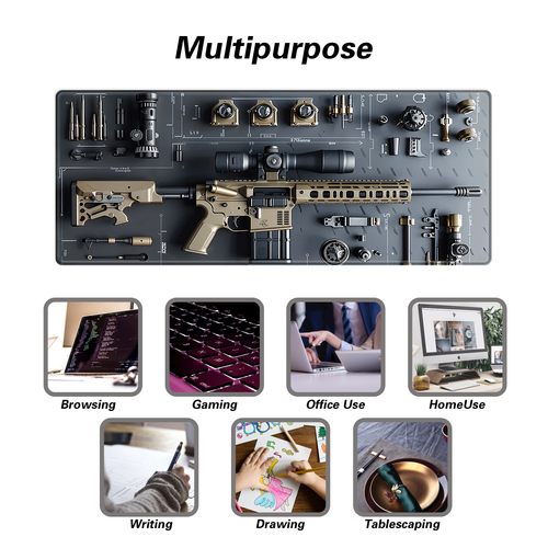 Creative 3D Mouse Pad: Gun Disassembly Diagram, Lifelike Effect, Exquisite Workmanship, Natural Rubber Material, Anti-slip and Wear-resistant