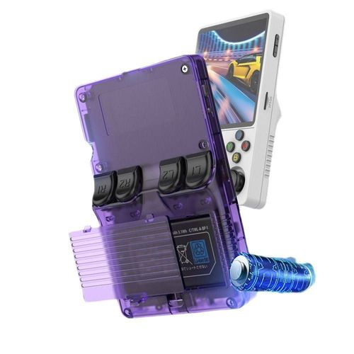 R36S Retro Video Handheld Game Console Linux System 3.5 in IPS Screen Built in 3000mAH Battery 64G TF Card Preinstalled Games Purple Version for Christmas, Thanksgiving, Holiday Gift