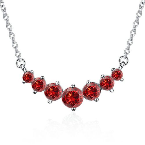 925 Sterling Silver Seven Stars Shiny Zircon Smile Necklace, Light Luxury Elegant Women's Jewelry