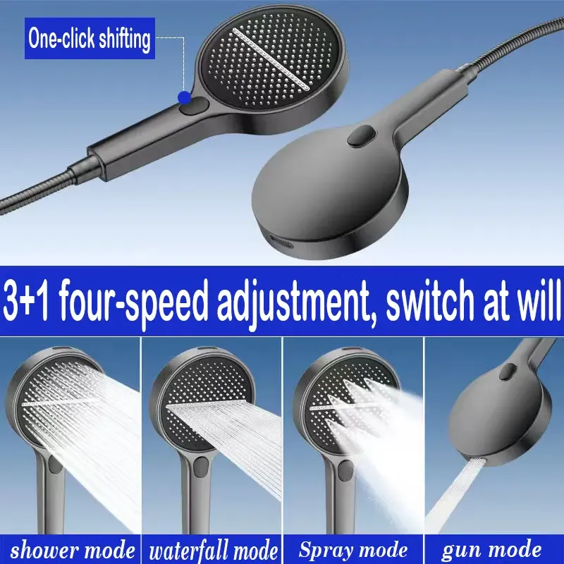 High Pressure Shower Head Set with 2m Explosion-Proof Hose & Bracket, Universal Bathroom Shower Accessories for Home Water Heater