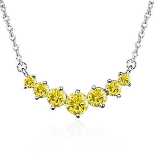 925 Sterling Silver Seven Stars Shiny Zircon Smile Necklace, Light Luxury Elegant Women's Jewelry