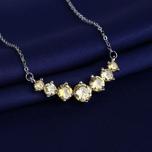 925 Sterling Silver Seven Stars Shiny Zircon Smile Necklace, Light Luxury Elegant Women's Jewelry