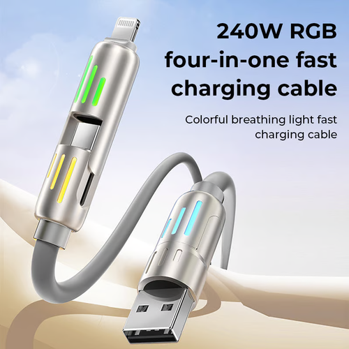 240W Four-in-one USB C Cable Purple fast charging cable
