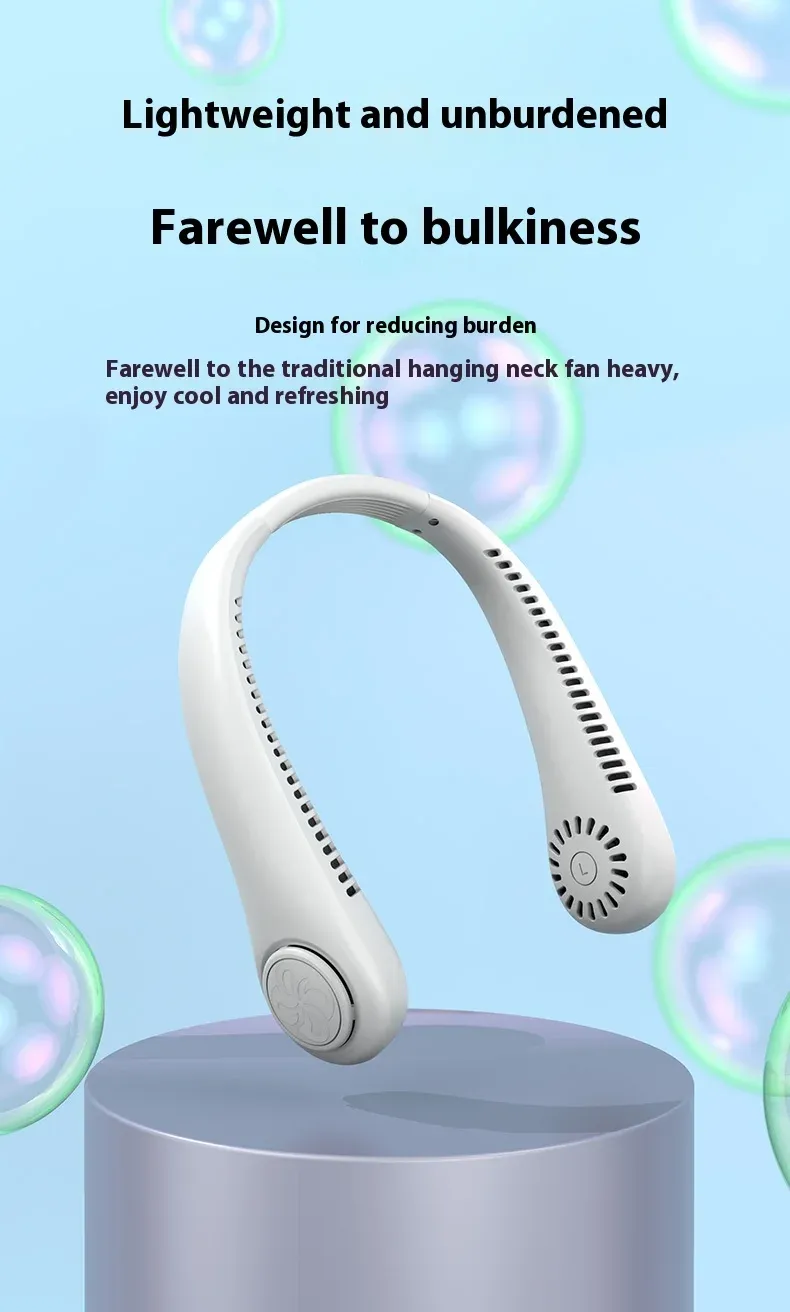 Outdoor Neck Fan Convenient Mini Fan Air Cooler Rechargeable Wearable Portable Handheld Neck Fan for Office Household