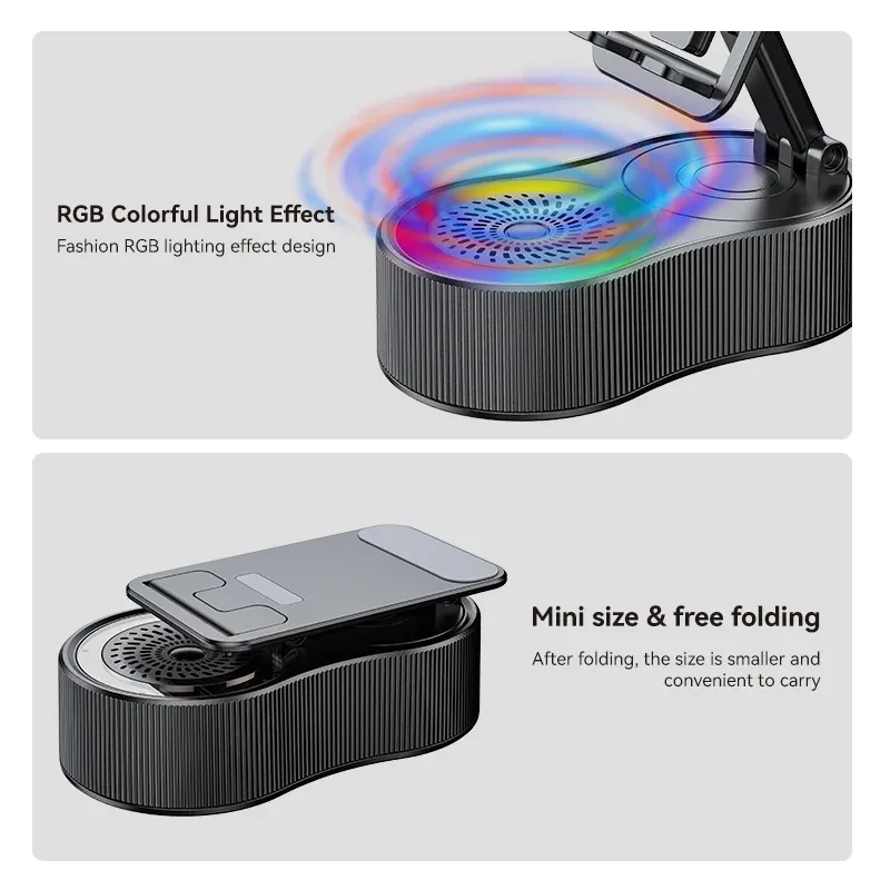 WYS-2303BT Home Use Wireless Speaker with RGB LED Lighting HD Surround Sound Anti-Slip Base 5W Output Power Cell Phone Stand