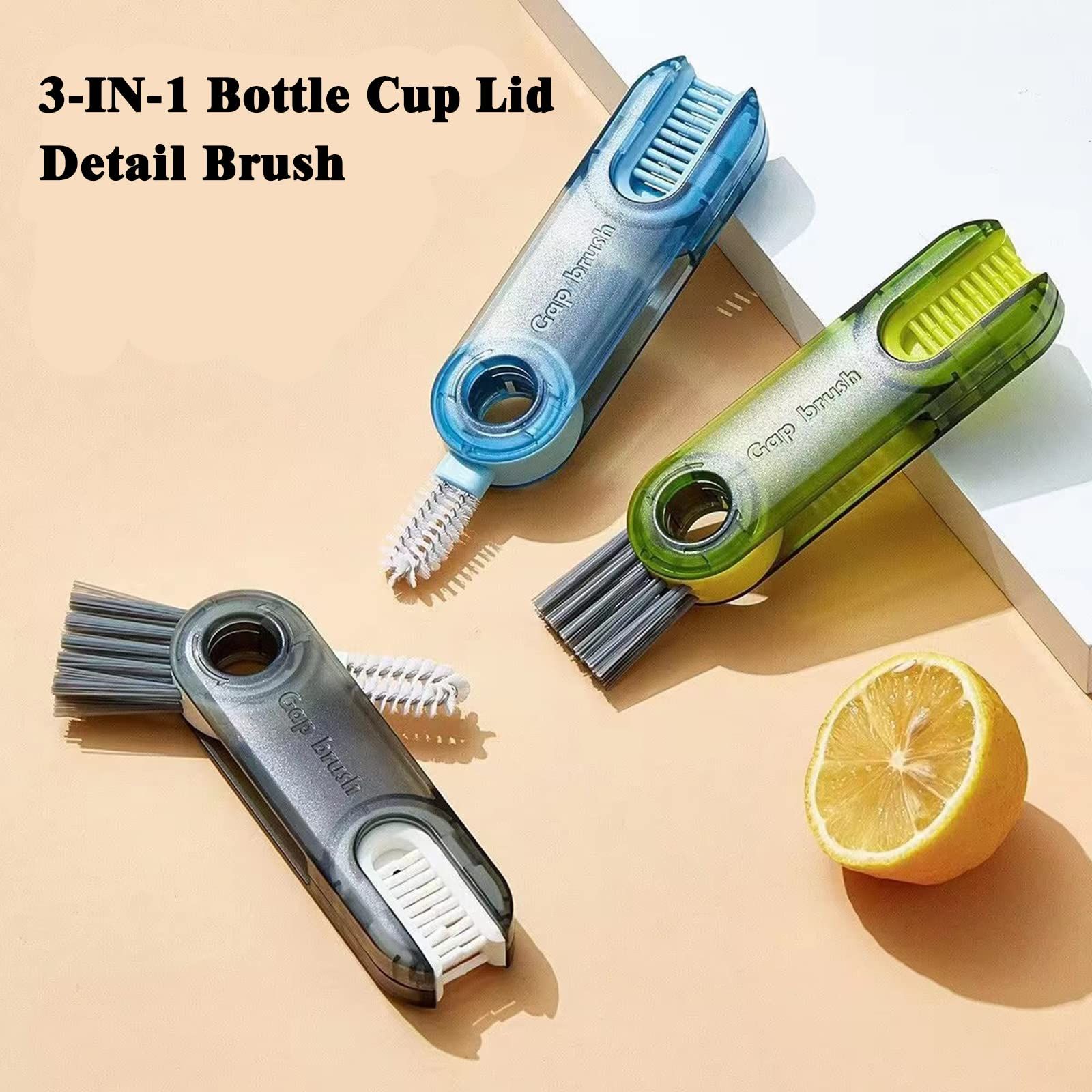 3 in 1 Cup Lid Bottle Gap Cleaning Brush Multifunctional Bottle Cleaning Tools Multipurpose Tiny Silicone Cup Cleaning Tools