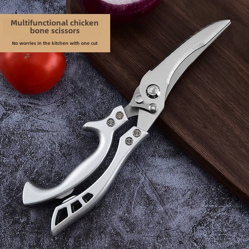 Multipurpose Kitchen Shears Spring-Loaded Stainless Steel Chef Scissors Cutting Bone Chicken Fish Food Heavy Duty Poultry Shears
