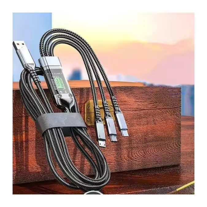 Universal 6A 3 in 1 USB Charger Cable for iPhone 100W Fast Charging Cable Data Cables Micro USB Type C Cord for Samsung Huawei