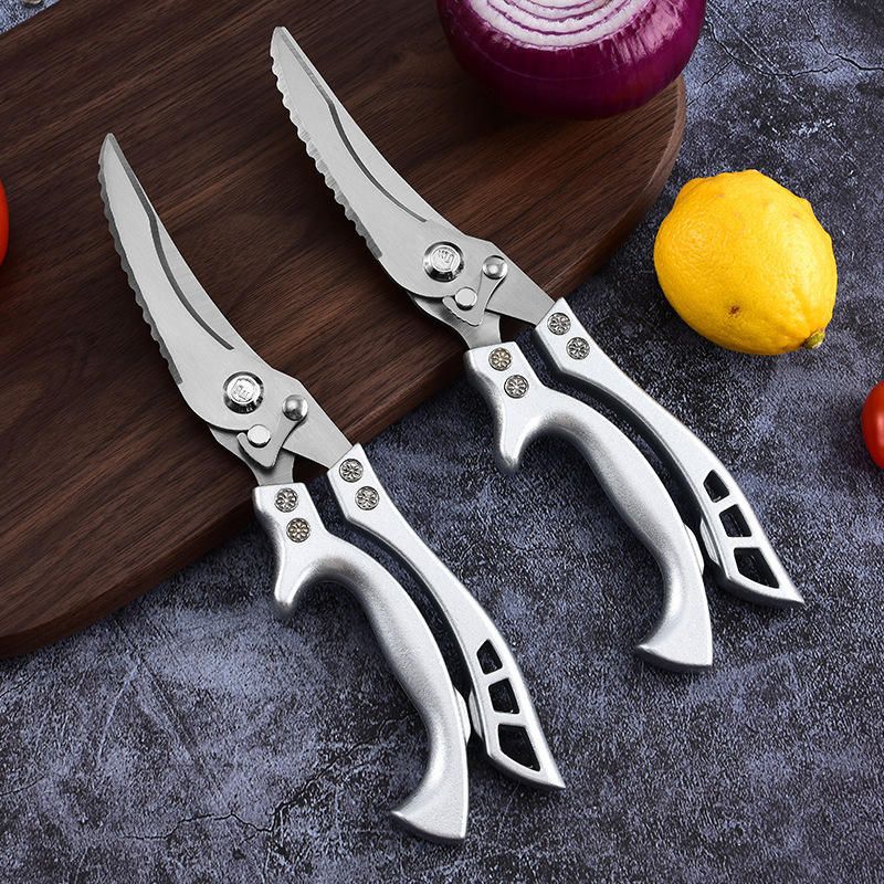 Multipurpose Kitchen Shears Spring-Loaded Stainless Steel Chef Scissors Cutting Bone Chicken Fish Food Heavy Duty Poultry Shears