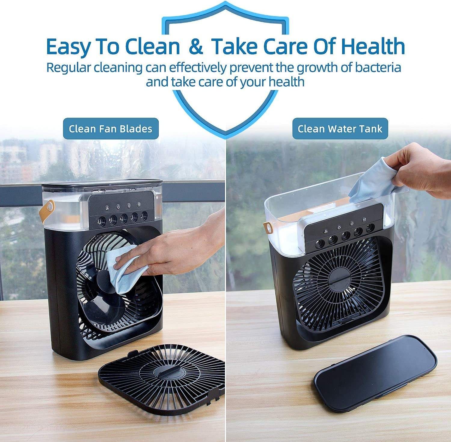 5V 2A Mini Cooler Fan Air Humidifier 600ML Portable Home Fan Electric Air Cooling Stand Misting Fans USB Charging with 5 Nozzles