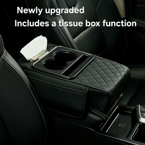 🔥Car center console armrest pad 7.5 cm thick armrest box pad with cup holder tissue box