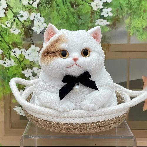 015-Tranquil Calico Cat Squishy – Soft Handmade Silicone Stress Relief Toy for Girls & Kids | Zen-Inspired Lucky Cat Figurine | Safe & Odorless Companion