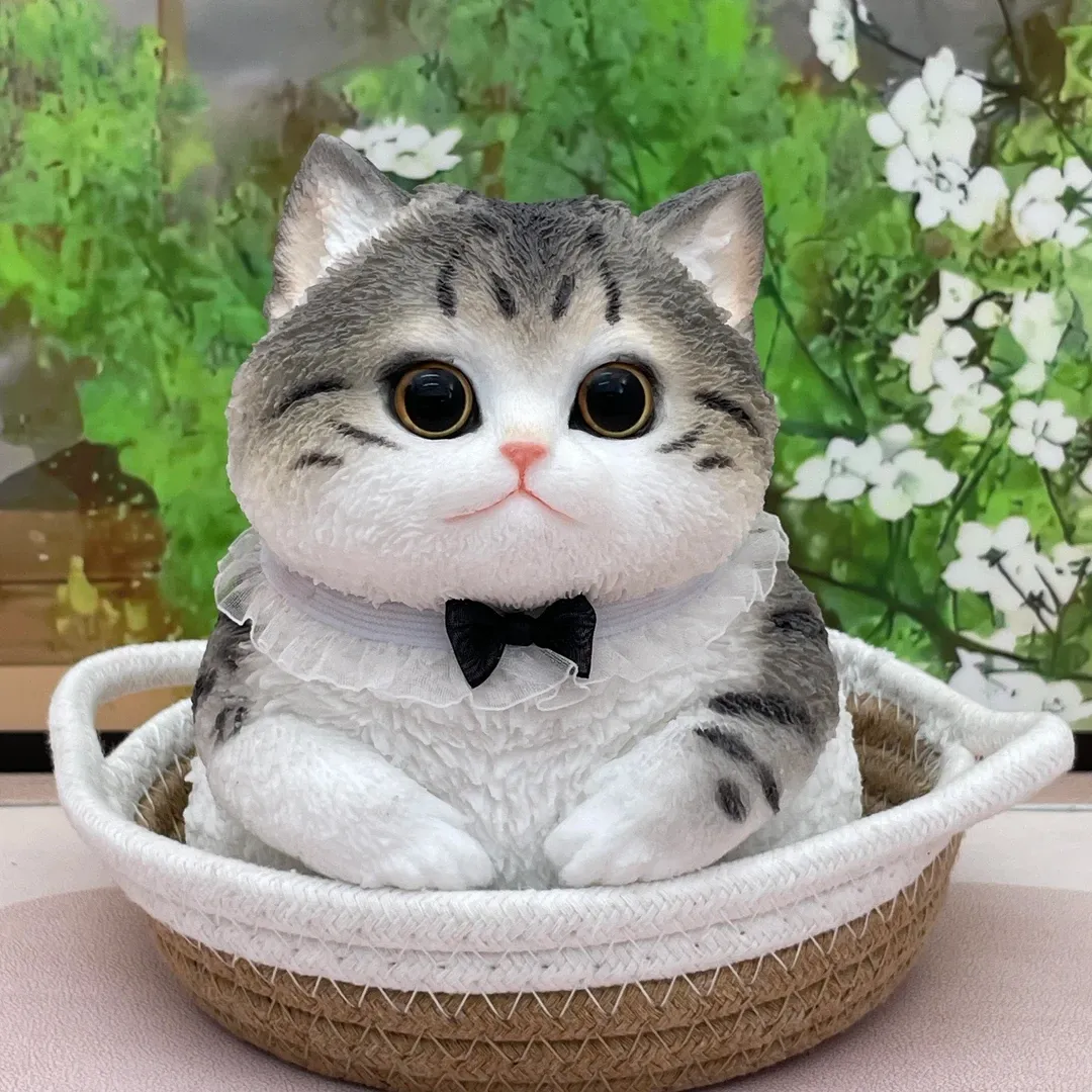 018-Classic Tabby Cat Squishy – Soft Handmade Silicone Stress Relief Toy for Girls & Kids | Cozy Fidget Companion | Safe & Odorless