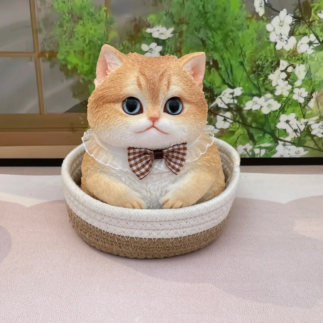 023-Handmade Advanced Golden Shaded Cat Squishy – Soft Stress Relief Silicone Toy for Girls & Kids | Cute Fidget Cat Figurine | Kawaii Desk Companion