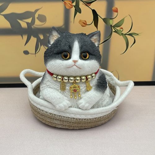 010-Blue & White British Shorthair Cat Squishy – Soft Handmade Silicone Stress Relief Toy for Girls & Kids | Safe Kawaii Fidget Companion