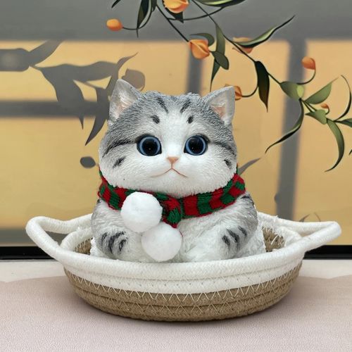 004-Handmade Cheese American Shorthair Cat Squishy – Safe Stress Relief Silicone Toy for Girls & Kids | Cute Fidget Cat Figurine | Soft Kawaii Companion