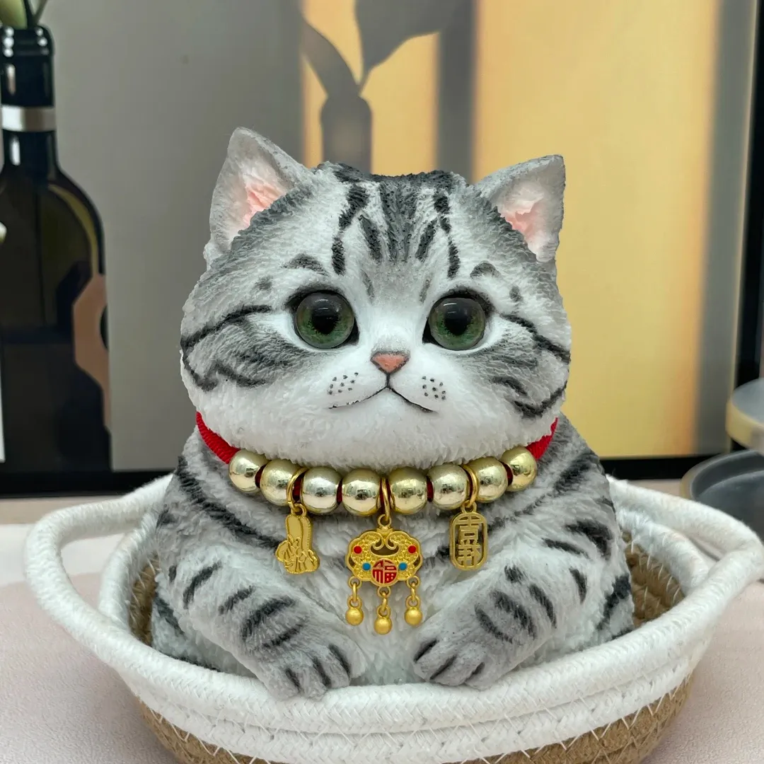 016-Collection Silver Tabby Cat Squishy – Handmade Silicone Stress Relief Toy for Girls & Kids | Elegant Fidget Figurine | Safe & Odorless Companion
