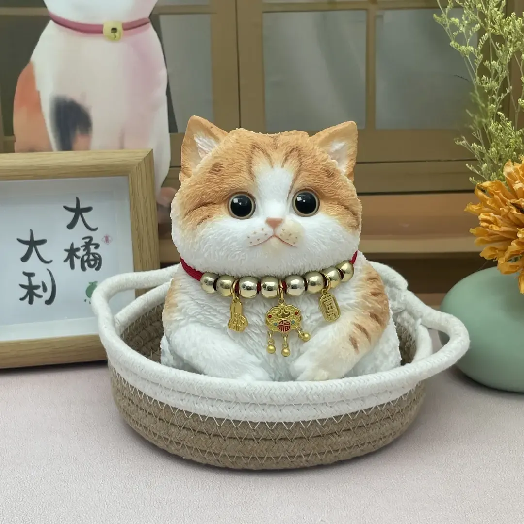 002-Handmade Orange Tabby Cat Squishy – Cute Stress Relief Silicone Toy for Girls & Kids | Soft Fidget Cat Figurine | Kawaii Desk Decor