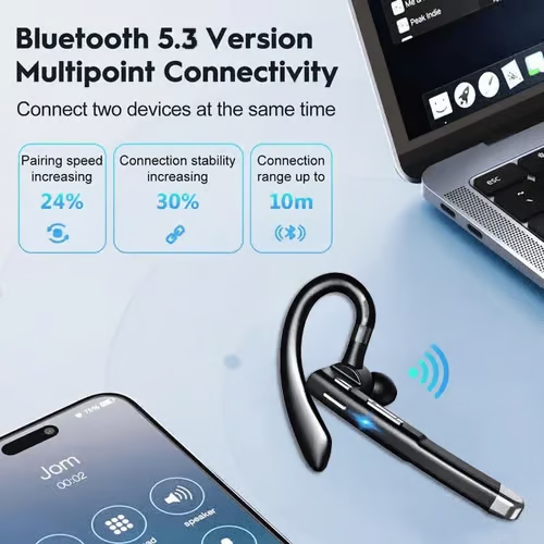 🎁New Bluetooth Trucker Headset🎧 – 8-10H Playtime, Noise Cancelling, Dual Mic