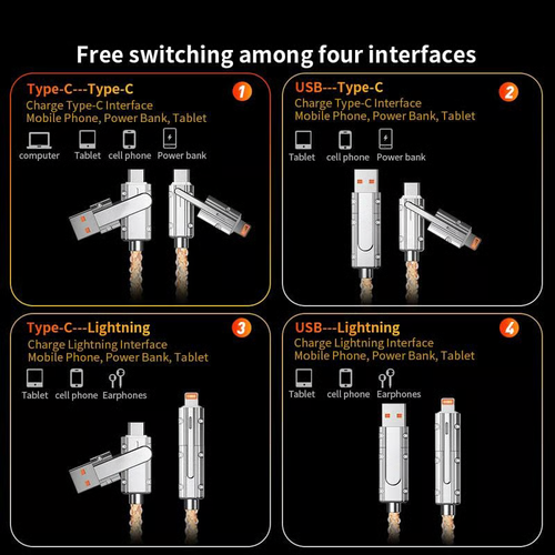🎁Four-in-One Colorful lights Data Cable