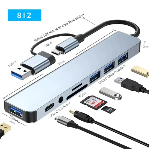 Fusion™ 8-in-2 USB Hub - connect everything in one go