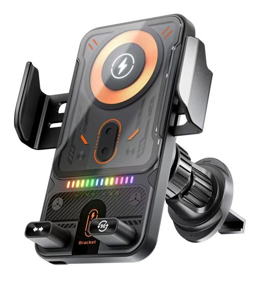 Automatic Clamping Phone Holder with Quick Charging Dock & Wireless Car Charger