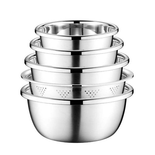 5-Piece Stainless Steel Basin Set, Stackable