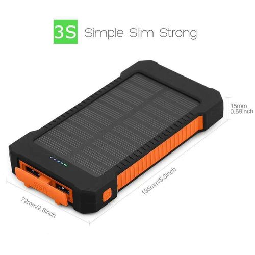 10000mAh Outdoor Solar Power Bank with Dual LED Flashlights & Compass - Waterproof Portable Charger with Double USB Ports for Camping, Hiking, Emergency