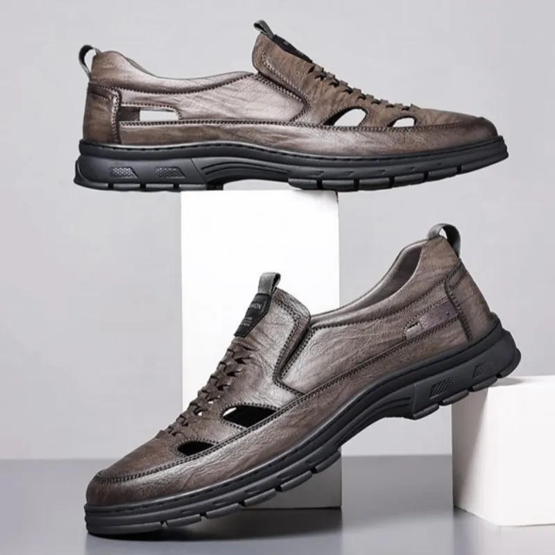 Summer Breathable Men’s Leather Casual Shoes Ghana – Lightweight Soft Sole Outdoor Sandals for Men