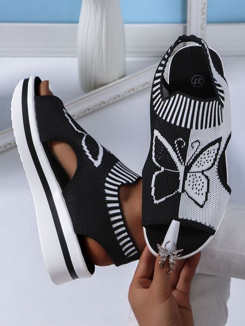New casual flying woven hollow fish mouth beach women's sports sandals