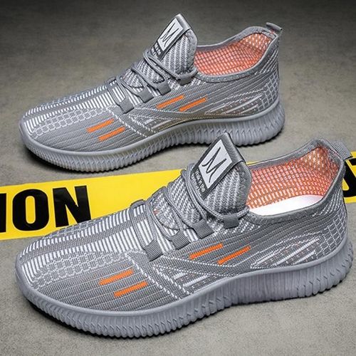 Men's Slip On Breathable Durable Knit Jogging Shoe With Adjustable Shoelace, Comfy Sneakers For Outdoor Workout Training