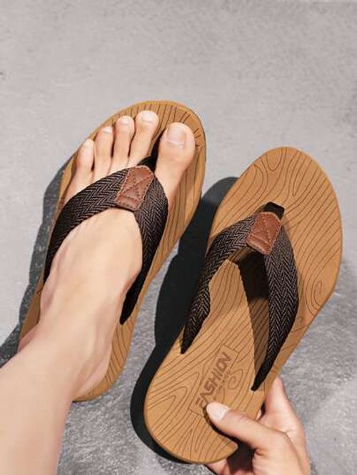 Men's Trendy Color Block Lightweight Flip Flops, Comfy Non Slip Casual Durable Thong Sandals For Men's Outdoor Activities