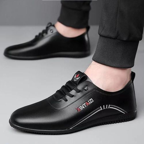 Men's Solid Color Business Style Walking Shoes, Comfy Non Slip Rubber Sole Durable Shoes For Men's Outdoor Activities