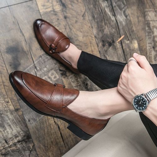 Men's Casual Solid Color Slip On Business Shoes