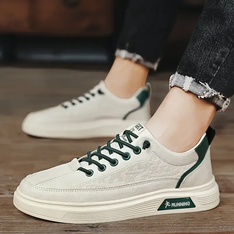 Men's Solid Casual Skateboard Shoes Adjustable Buckle Non Slip Comfy For Outdoor Walking Hiking Jogging, All Seasons