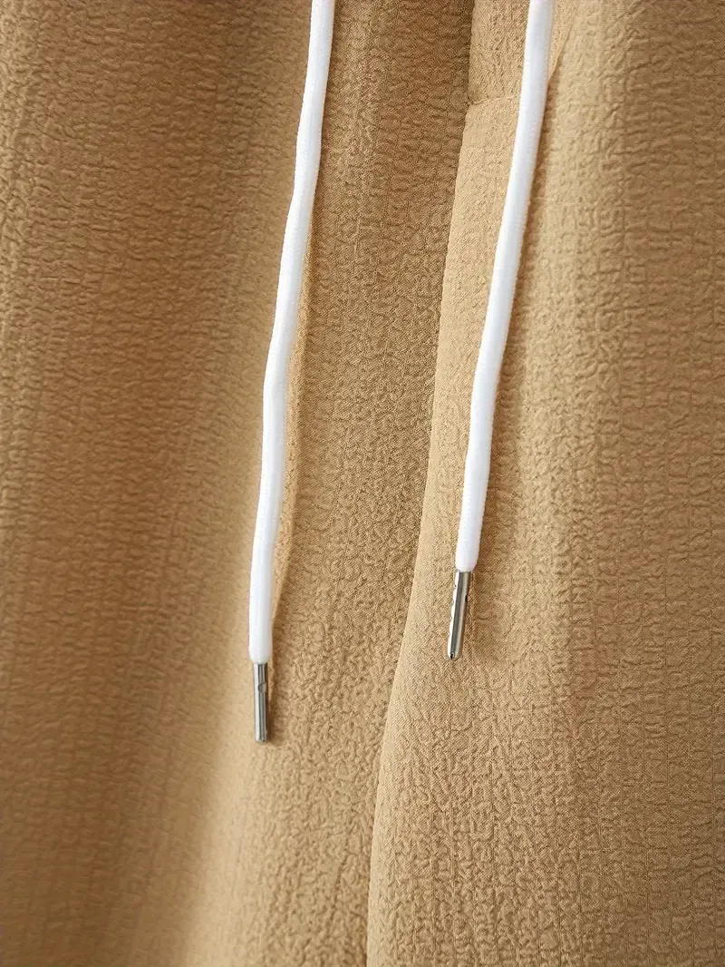 Men's Casual Outfit Set, Polyester Blend, V-Neck, Pockets, Regular Fit, Machine Washable, No Print