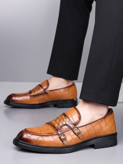 Men’s Brown Leather Loafers | Crocodile Pattern Dress Shoes Ghana