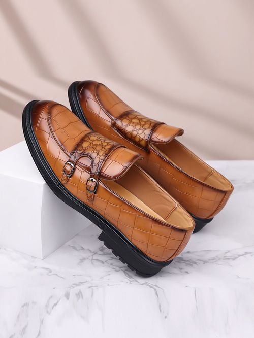 Men’s Brown Leather Loafers | Crocodile Pattern Dress Shoes Ghana
