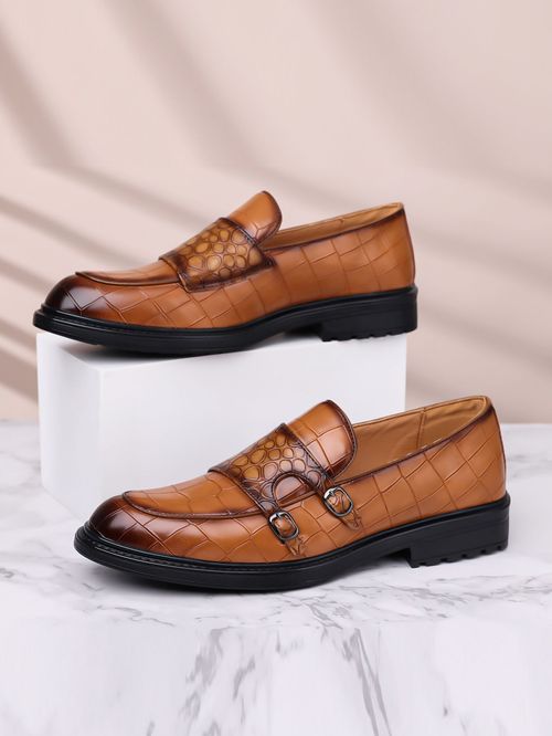 Men’s Brown Leather Loafers | Crocodile Pattern Dress Shoes Ghana