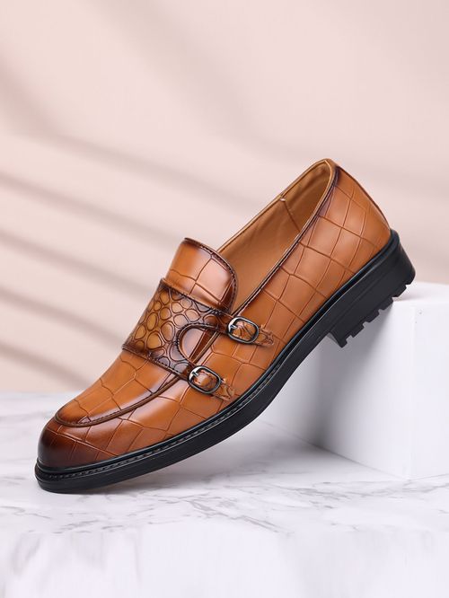 Men’s Brown Leather Loafers | Crocodile Pattern Dress Shoes Ghana
