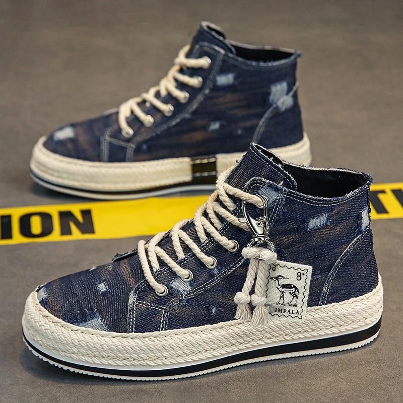 🎁Last Day Hot Sale🎁-Men's Vintage Retro High Top Skateboard Shoes, Comfy Non Slip Casual Lace Up Canvas Sneakers For Men's Outdoor Activities