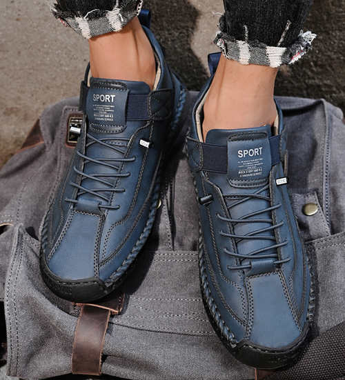 Retro stitching mid-high top fashion casual men's leather shoes